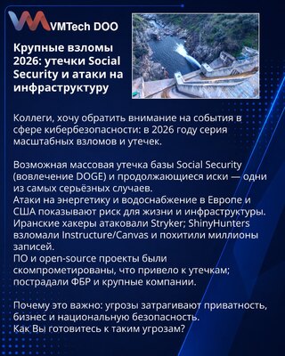 Krupni napadi 2026: curenja Social Security i napadi na infrastrukturu