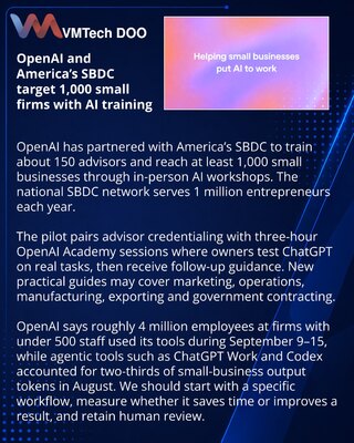 OpenAI обучит консультантов SBDC внедрять ИИ в малый бизнес