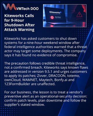 Kiteworks Advises Nine-Hour Precautionary Customer Shutdown