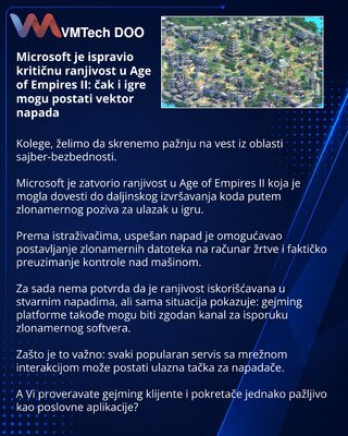 Microsoft je ispravio kritičnu ranjivost u Age of Empires II: čak i igre mogu postati vektor napada