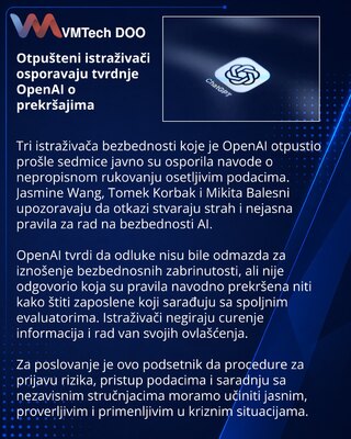 Tri bivša istraživača OpenAI osporavaju razloge otkaza