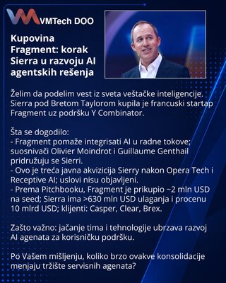 Kupovina Fragment: korak Sierra u razvoju AI agentskih rešenja