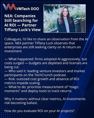 NEA: kompanije i dalje traže ROI od AI — mišljenje partnerke Tiffany Luck