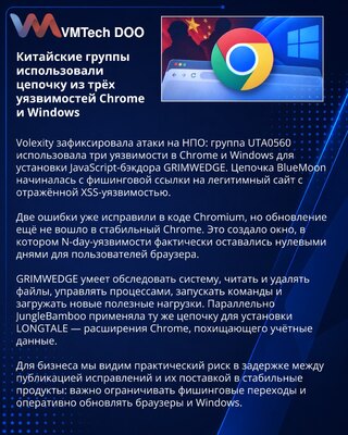 Китайские хакеры применили цепочку Chrome и Windows для доставки GRIMWEDGE