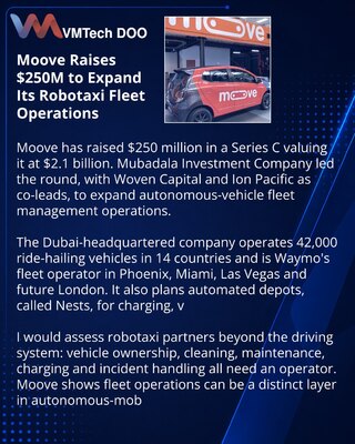 Moove secures $250 million to scale robotaxi fleet operations
