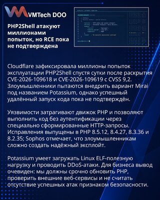 PHP2Shell Attempts Reach Millions as Mirai Operators Seek Entry