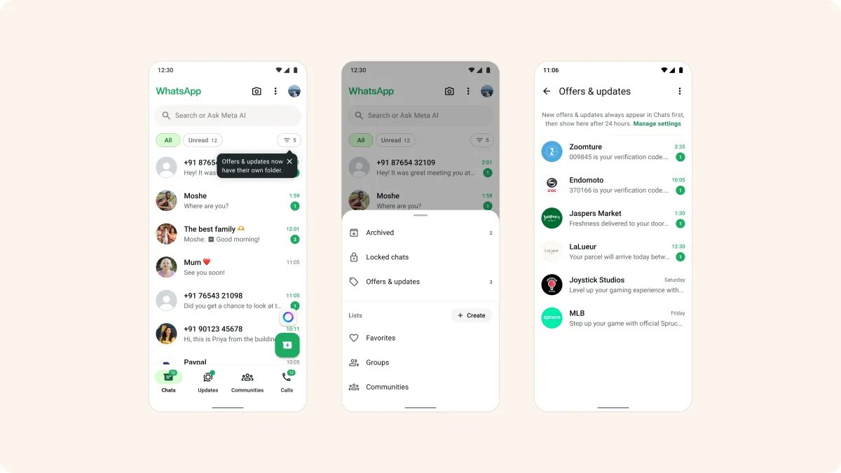 WhatsApp Tests an Offers & Updates Folder for Large-Business Messages
