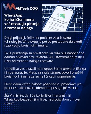 WhatsApp korisnička imena već otvaraju pitanja o zameni naloga