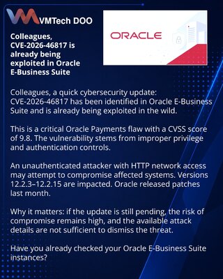 Коллеги, CVE-2026-46817 уже атакуют в Oracle E-Business Suite