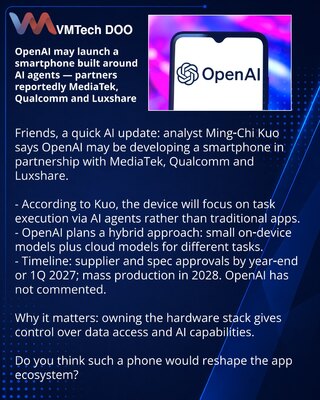 OpenAI may launch a smartphone built around AI agents — partners reportedly MediaTek, Qualcomm and Luxshare