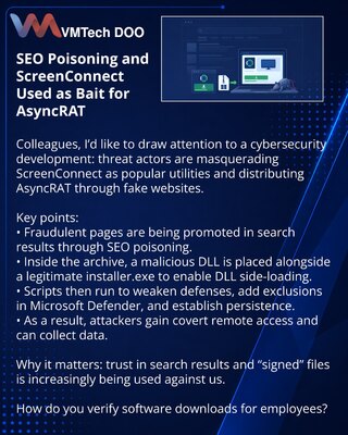 SEO Poisoning and ScreenConnect Used as Bait for AsyncRAT