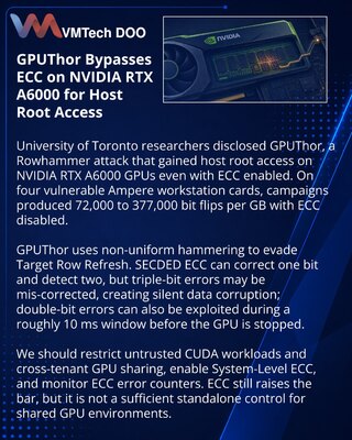 GPUThor обошёл ECC на рабочих GPU NVIDIA и получил root на хосте