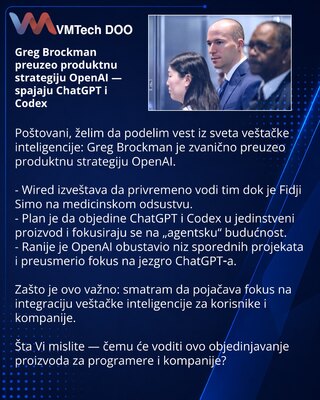 Greg Brockman preuzeo produktnu strategiju OpenAI — spajaju ChatGPT i Codex