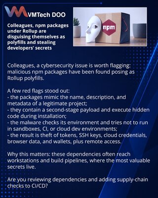 Kolege, npm paketi pod Rollup maskiraju se kao polyfills i kradu tajne developera