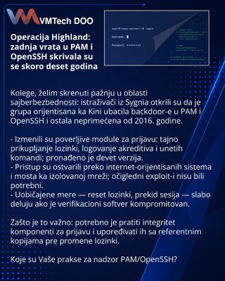 Operacija Highland: zadnja vrata u PAM i OpenSSH skrivala su se skoro deset godina