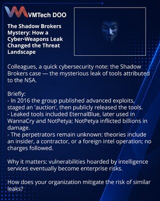Tajna Shadow Brokers: kako curenje sajber-oružja promenilo pejzaž pretnji