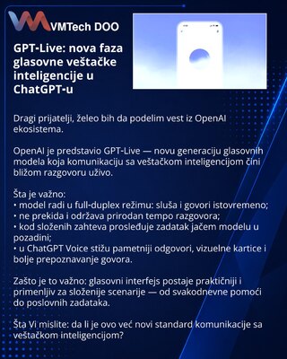 GPT‑Live: nova faza glasovne veštačke inteligencije u ChatGPT‑u
