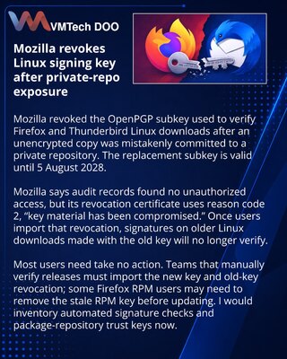 Mozilla отозвала ключ подписи Linux-версий Firefox и Thunderbird