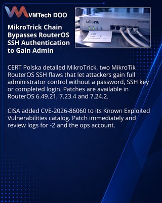 MikroTrick chain exposes unpatched MikroTik RouterOS SSH services