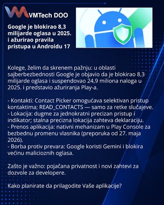 Google заблокировал 8,3 млрд объявлений в 2025 и обновил правила доступа в Android 17