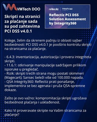 Skripti na stranici za plaćanje sada su pod zahtevima PCI DSS v4.0.1