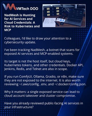 NadMesh lovi AI servise i cloud kredencijale: rizik za Kubernetes i MCP