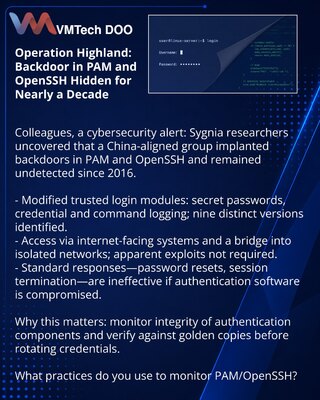 Operacija Highland: zadnja vrata u PAM i OpenSSH skrivala su se skoro deset godina
