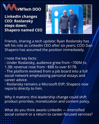 LinkedIn menja generalnog direktora: Roslanski odlazi, Shapero — novi CEO