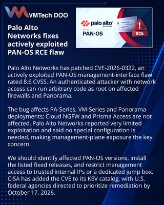 Palo Alto Networks patches exploited PAN-OS management RCE