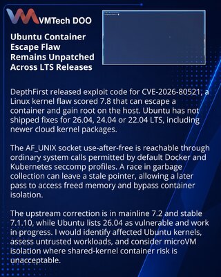 Ubuntu LTS releases await fix for container-to-host root flaw
