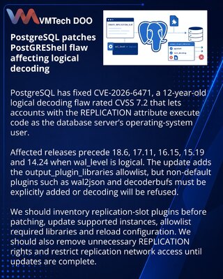 PostgreSQL fixes logical decoding code-execution flaw