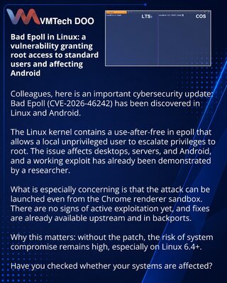 Bad Epoll u Linuxu: ranjivost koja običnom korisniku daje root pristup i pogađa Android