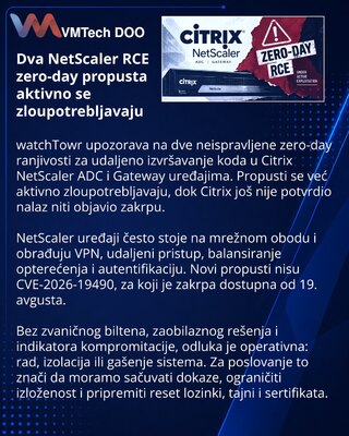 Dva aktivno zloupotrebljena NetScaler RCE zero-day propusta bez zakrpe