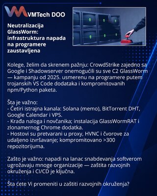 Neutralizacija GlassWorm: infrastruktura napada na programere zaustavljena