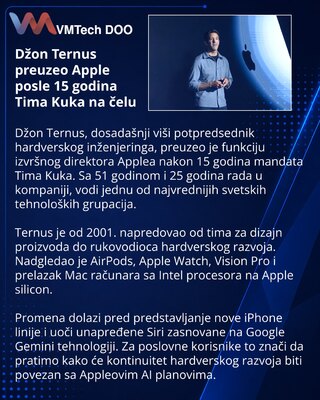 Džon Ternus preuzima Apple: put od hardvera do pozicije CEO-a