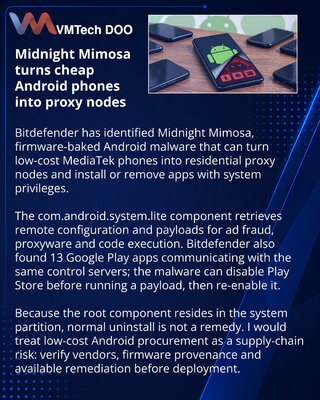 Bitdefender выявила бэкдор в прошивке недорогих Android-смартфонов