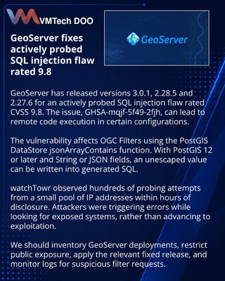 GeoServer закрыл SQL-инъекцию с риском удалённого выполнения кода