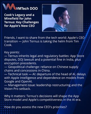 Nasleđe Tima Kuka i minsko polje za Johna Ternusa: ključni izazovi novog CEO-a Applea