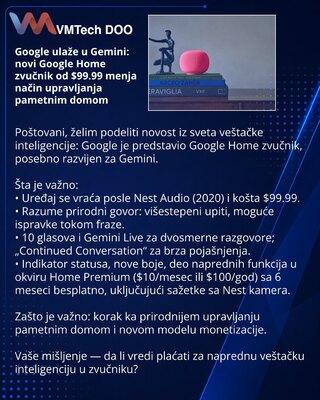 Google делает ставку на Gemini: новая колонка Google Home за $99.99 меняет взаимодействие с умным домом