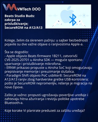 Beats Studio Buds: zakrpa za prisluškivanje; SecureROM na A12/A13