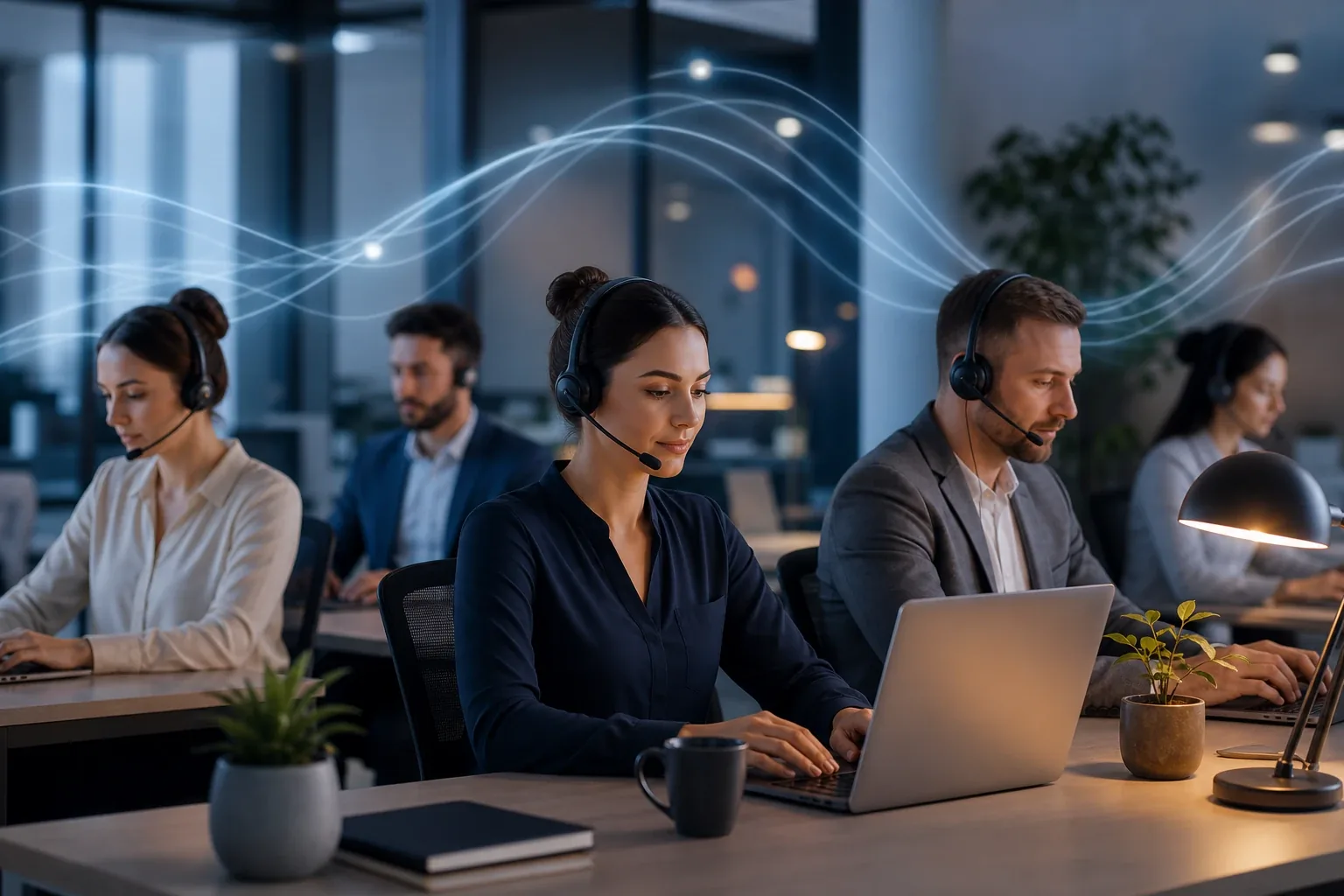Команда AI Call Center и специалист службы поддержки