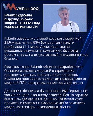 Palantir удвоила квартальную выручку на фоне спроса на AI