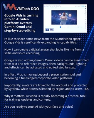 Google Vids is turning into an AI video platform: avatars, Gemini Omni and step-by-step editing