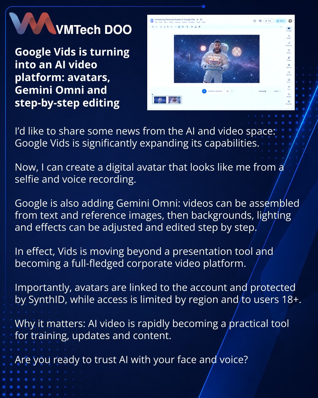Google Vids превращается в AI-платформу для видео: аватары, Gemini Omni и пошаговый монтаж