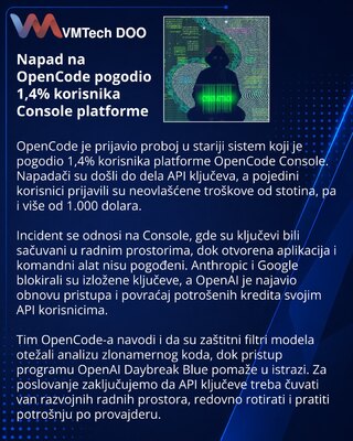 Napad na OpenCode Console izložio API ključeve korisnika