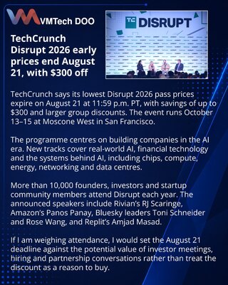 Rok za najniže cene za TechCrunch Disrupt 2026 ističe 21. avgusta