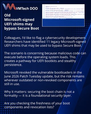 Старые Microsoft-signed UEFI shims могут обойти Secure Boot