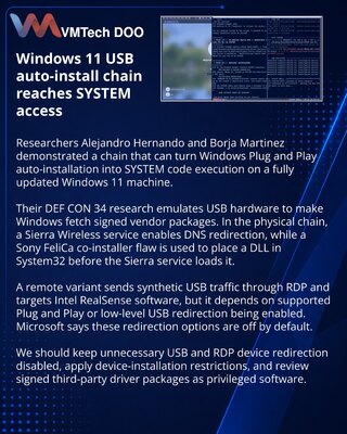 Researchers demonstrate Windows 11 SYSTEM takeover through USB auto-install