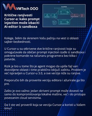 Kritične ranjivosti Cursor-a: kako prompt injection može izbaciti AI-editor iz sandboxa