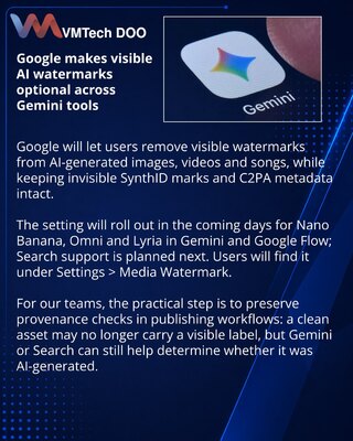 Google сделает видимые водяные знаки AI-контента отключаемыми